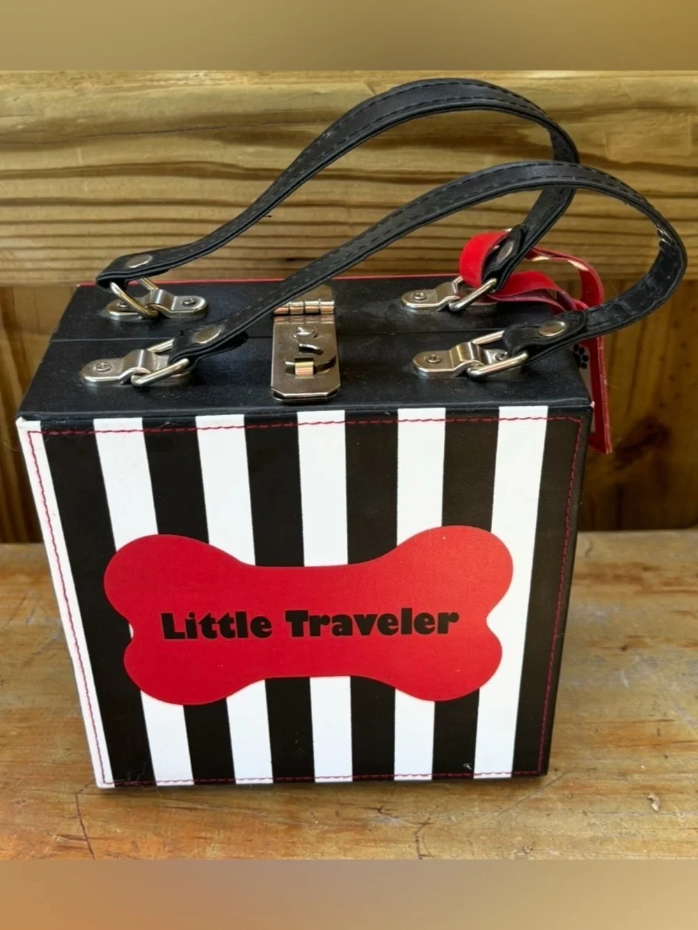 World Traveler Dog Bowl Suitcase Red Black Luggage with Stainless Bowls
